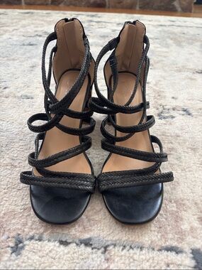 Market & Spruce Black Braided Strappy High Heel Sandals size 8
